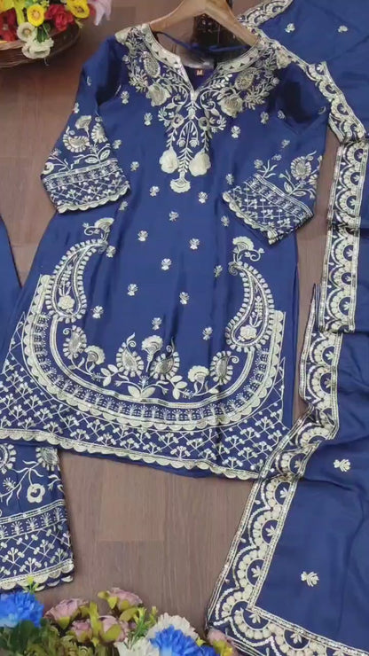 Designer Chinon Sharara Suit with Stunning Sequin Embroidered Work