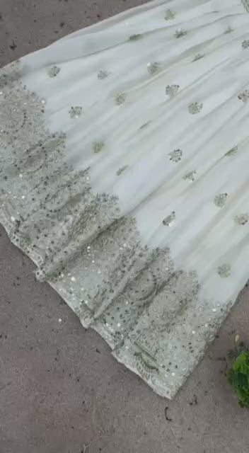 Ivory Golden Zari Embroidered Sharara Suit - Drapes Dress