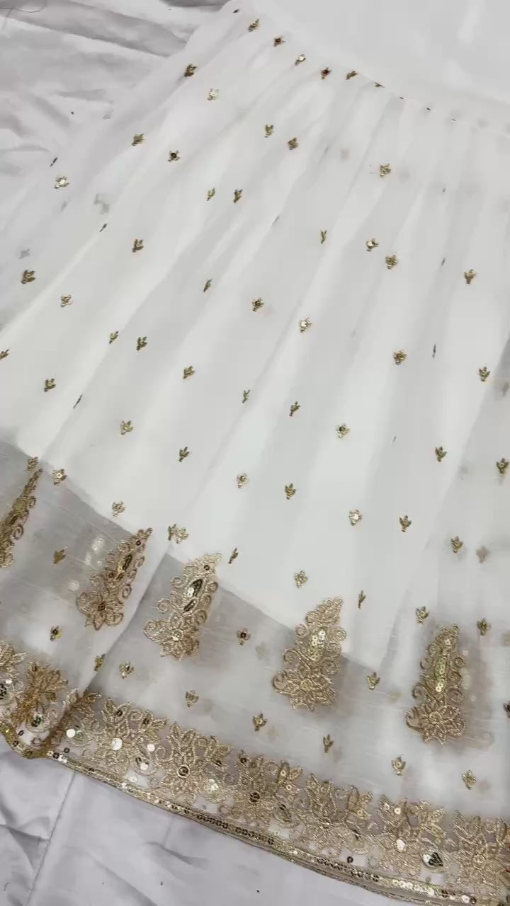 Elegant Pearl Embroidered Sharara Suit with Mirror Border