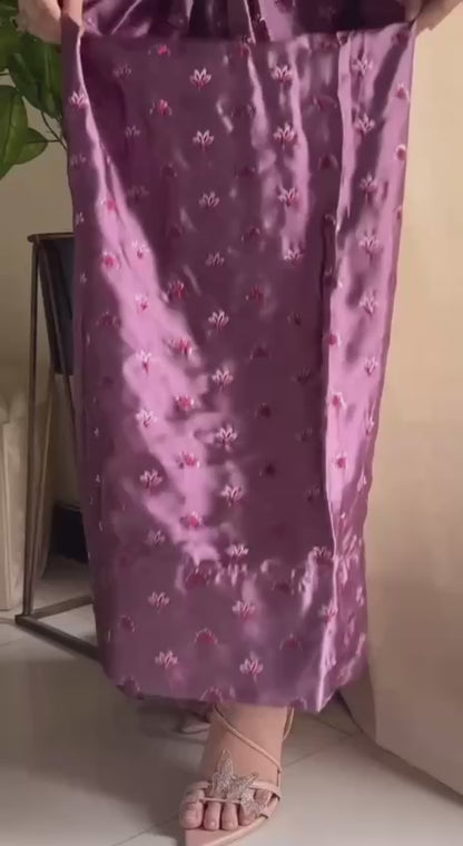 Dusty Lavender Embroidered Sharara Suit with Floral Dupatta