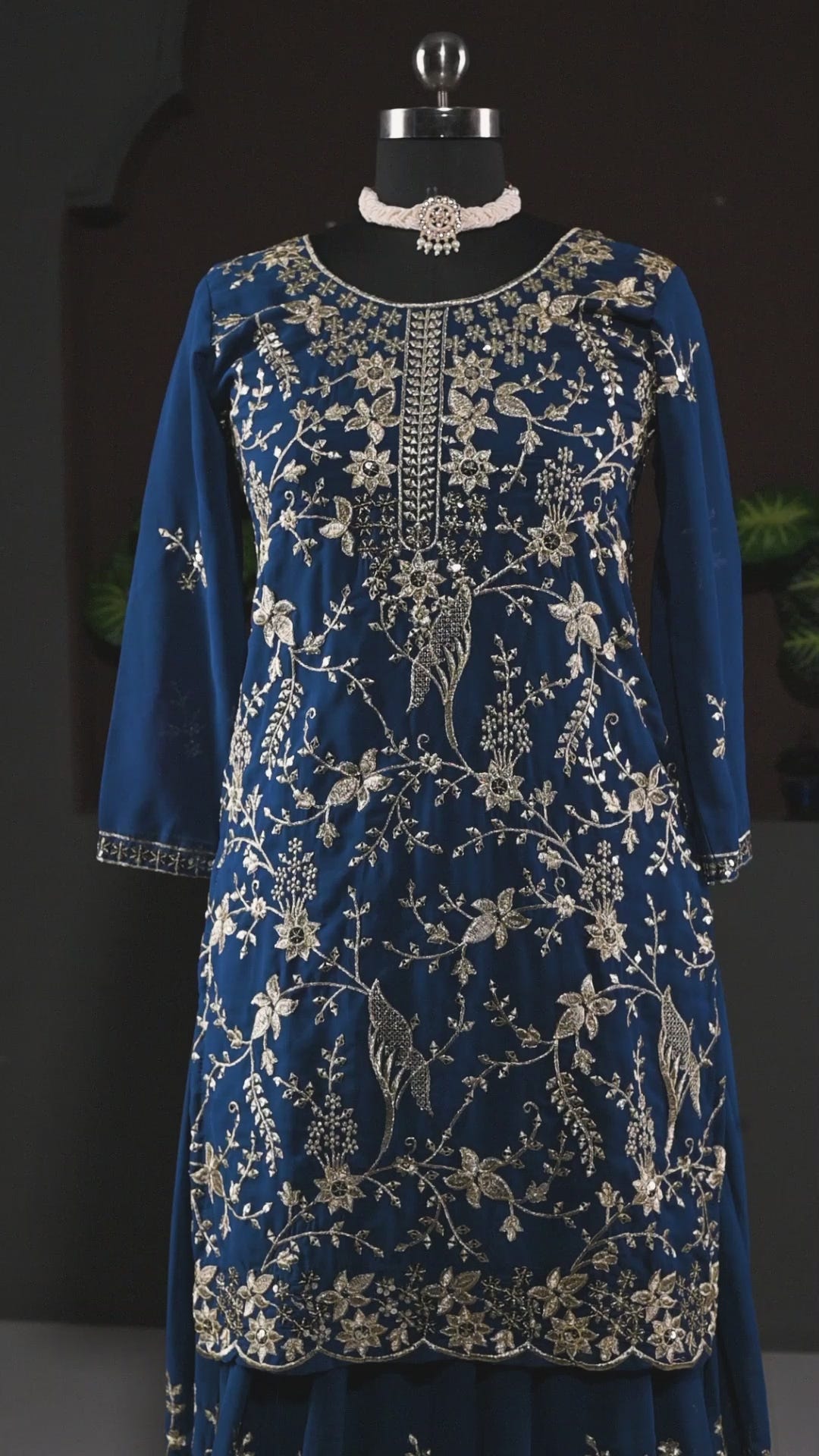 Designer Fox Georgette Sequin-Embroidered Lehenga Suit | Party Wear Drape Dress