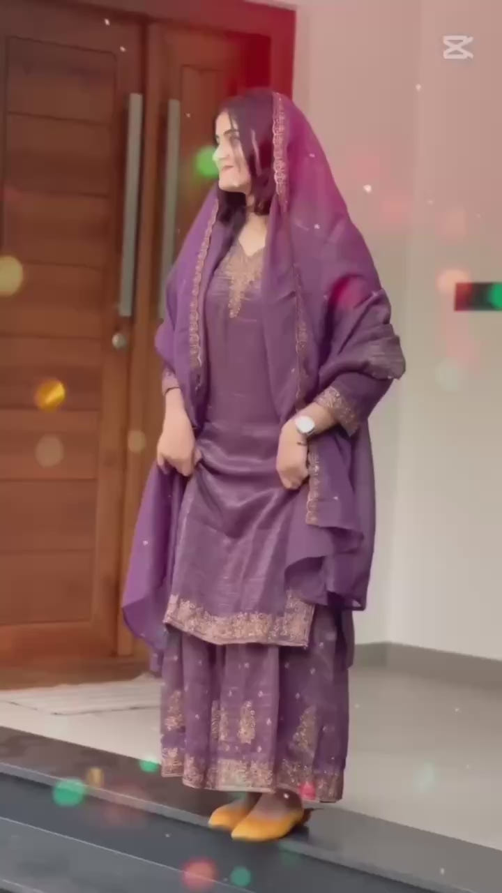 Elegant Pearl Embroidered Sharara Suit with Mirror Border