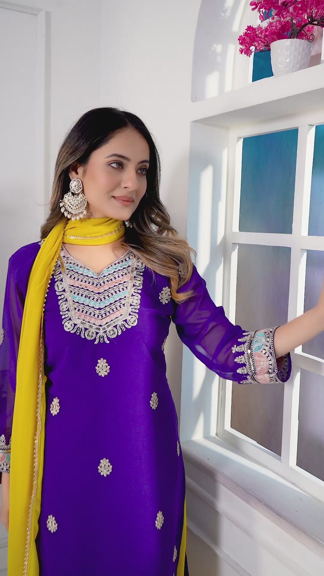 Designer Fox Georgette Sharara Suit with Stunning Coding Sequence Embroidery