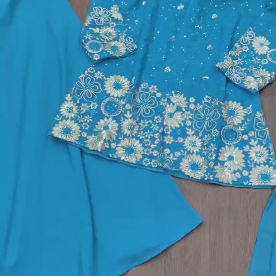 Designer Georgette Plazo Suit with Elegant Embroidered Work
