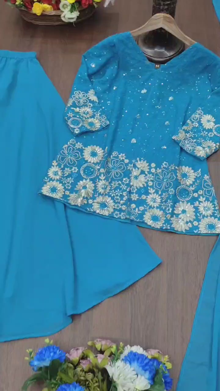 Designer Georgette Plazo Suit with Elegant Embroidered Work