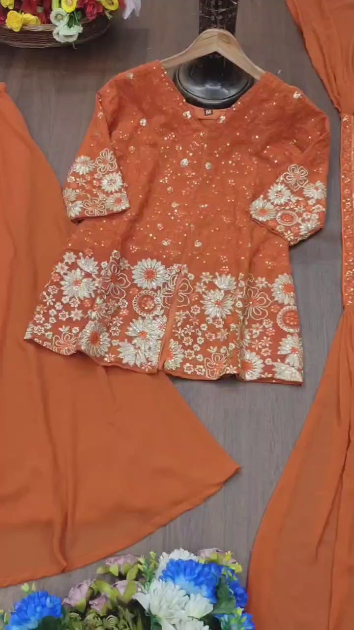 Designer Georgette Plazo Suit with Elegant Embroidered Work