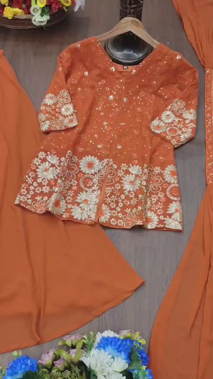 Designer Georgette Plazo Suit with Elegant Embroidered Work