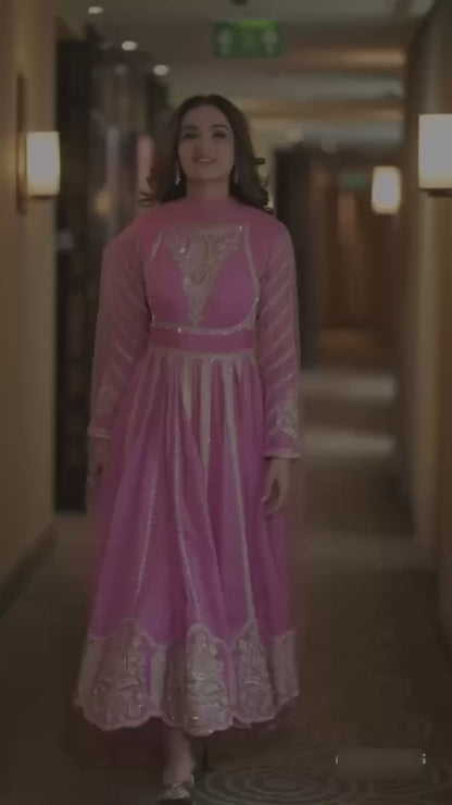 Anarkali Gown with Intricate Gold Embroidery