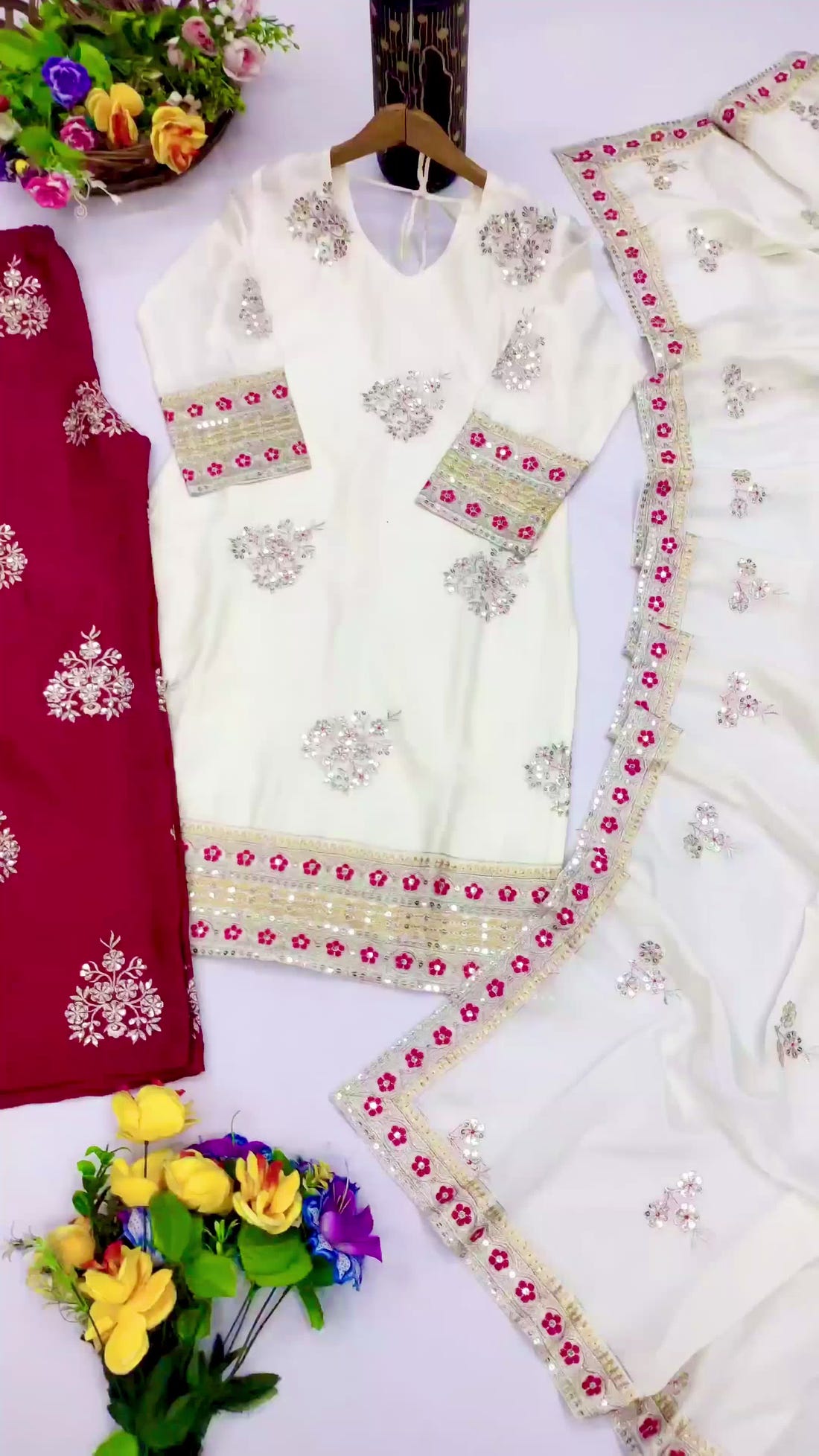 Designer Chinon Suit with Elegant Sequin Embroidery Work – Festive & Party Wear