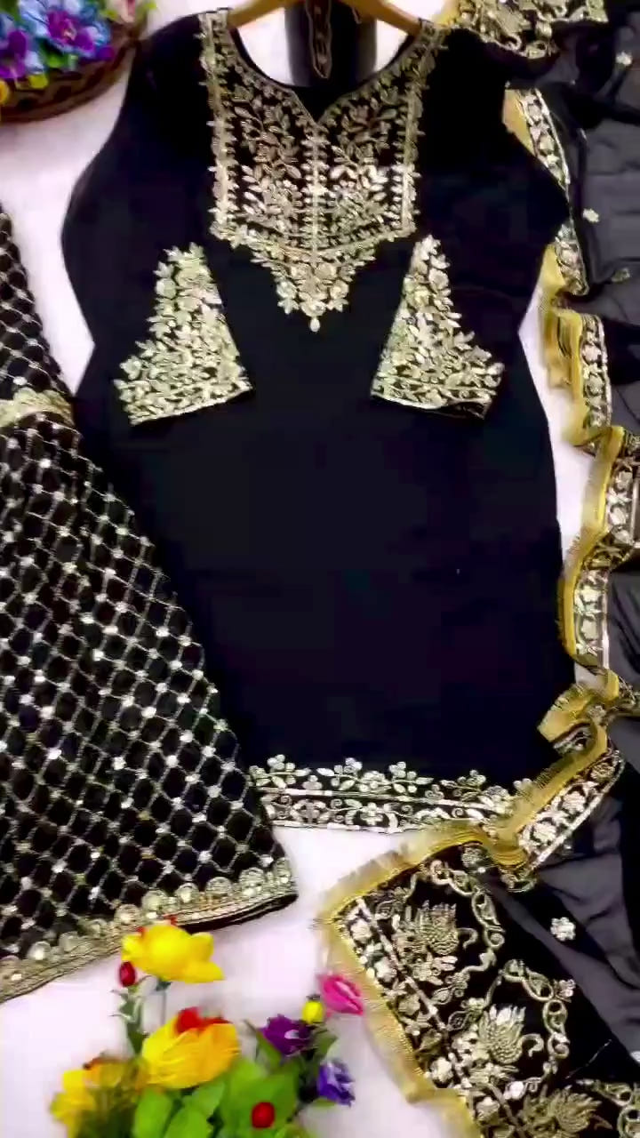 Designer Georgette Suit with Stunning Sequin Embroidery Work – Festive & Party Wear