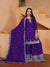 Purple Designer Chinon Silk Embroidery Sharara Suit Set and Dupatta
