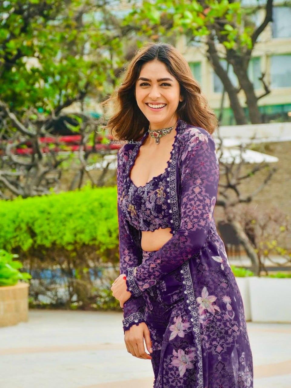 Purple Designer Tibby Silk Shrug Sharara Set with Embroidery Work