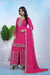 Rani Pink Chinon Sharara Suit with Coding Embroidery Matching Dupatta