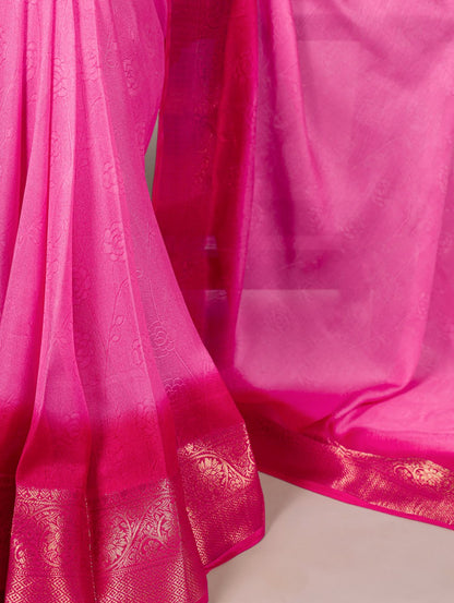 Rani Pink Marsh Mello Zari Weaving Saree with Matching Blouse