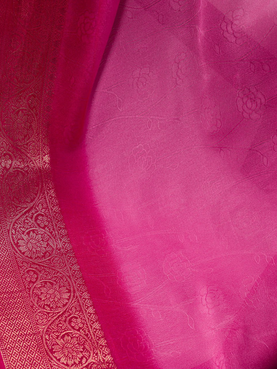 Rani Pink Marsh Mello Zari Weaving Saree with Matching Blouse
