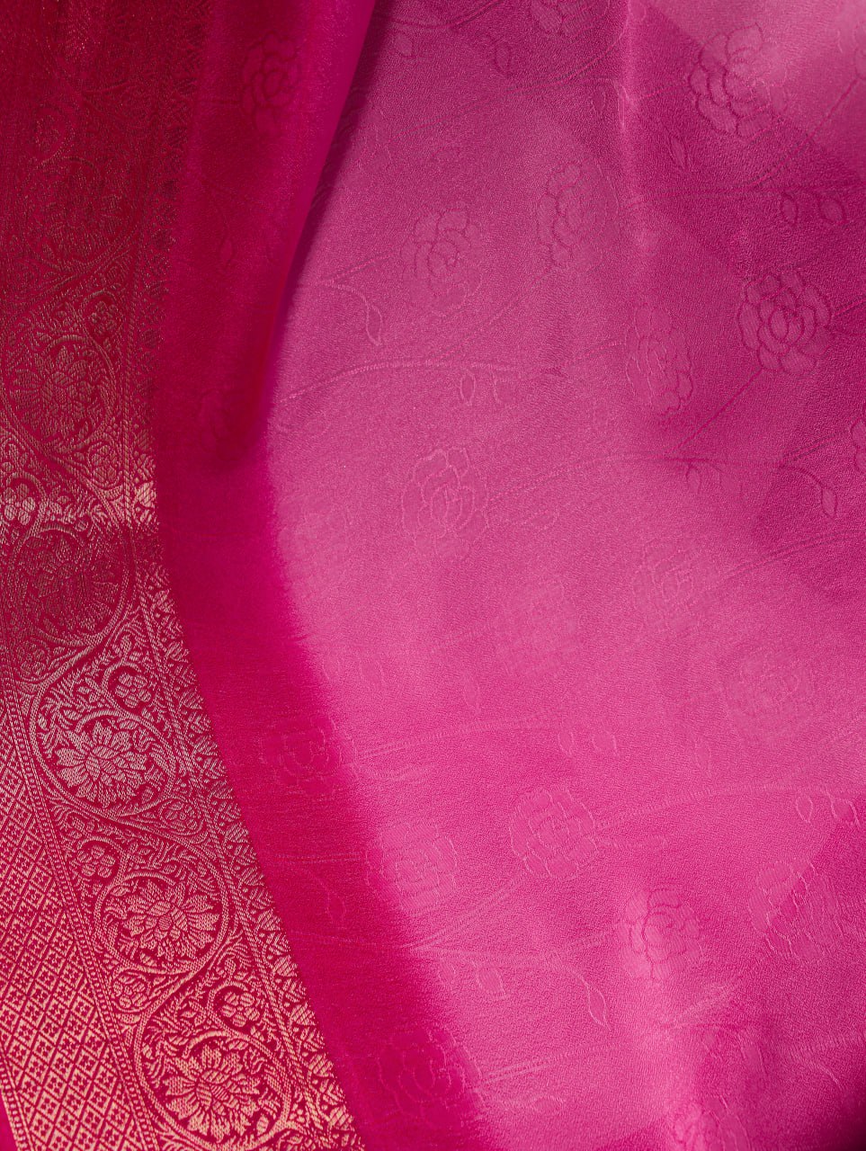 Rani Pink Marsh Mello Zari Weaving Saree with Matching Blouse