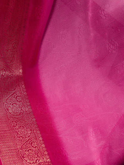 Rani Pink Marsh Mello Zari Weaving Saree with Matching Blouse