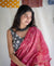 Rani Pink Mulmul Cotton Digital Print Saree with Gray Mulmul Blouse