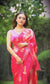 Rani Pink Soft Tebi Silk Digital Print Saree with Designer Blouse