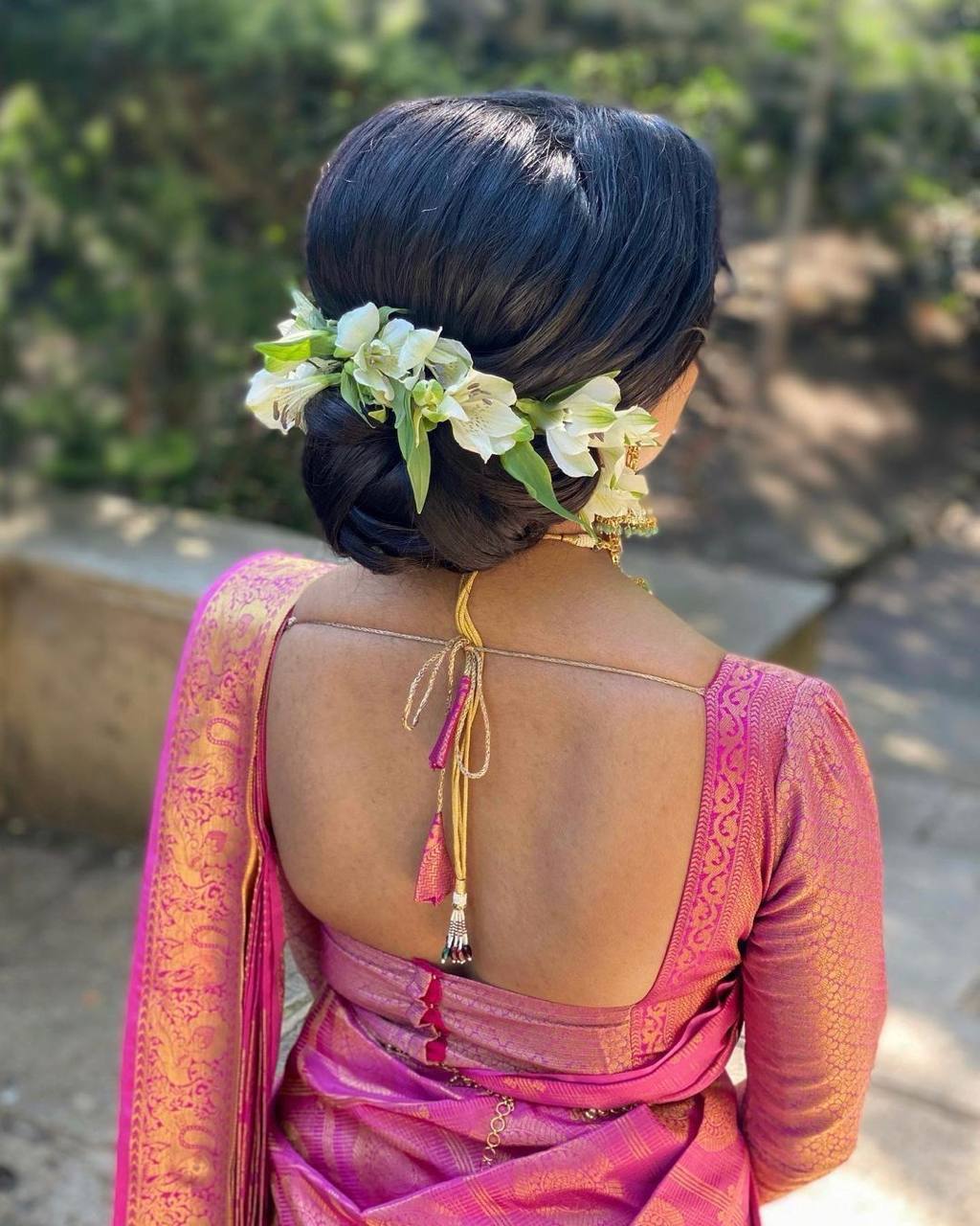 Rani Pink Traditional Kanchipuram Saree with Chex Weaving Woven Blouse