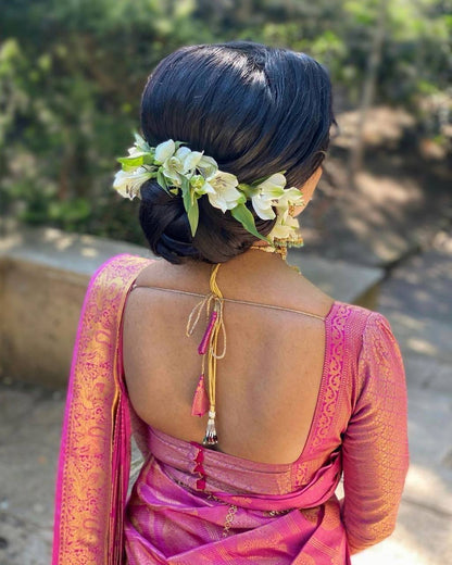 Rani Pink Traditional Kanchipuram Saree with Chex Weaving Woven Blouse