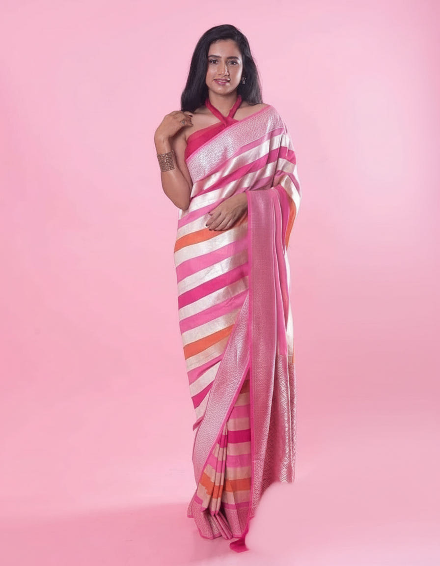Rani Traditional Kanchipuram Silk Saree with Woven Border Classic Pallu
