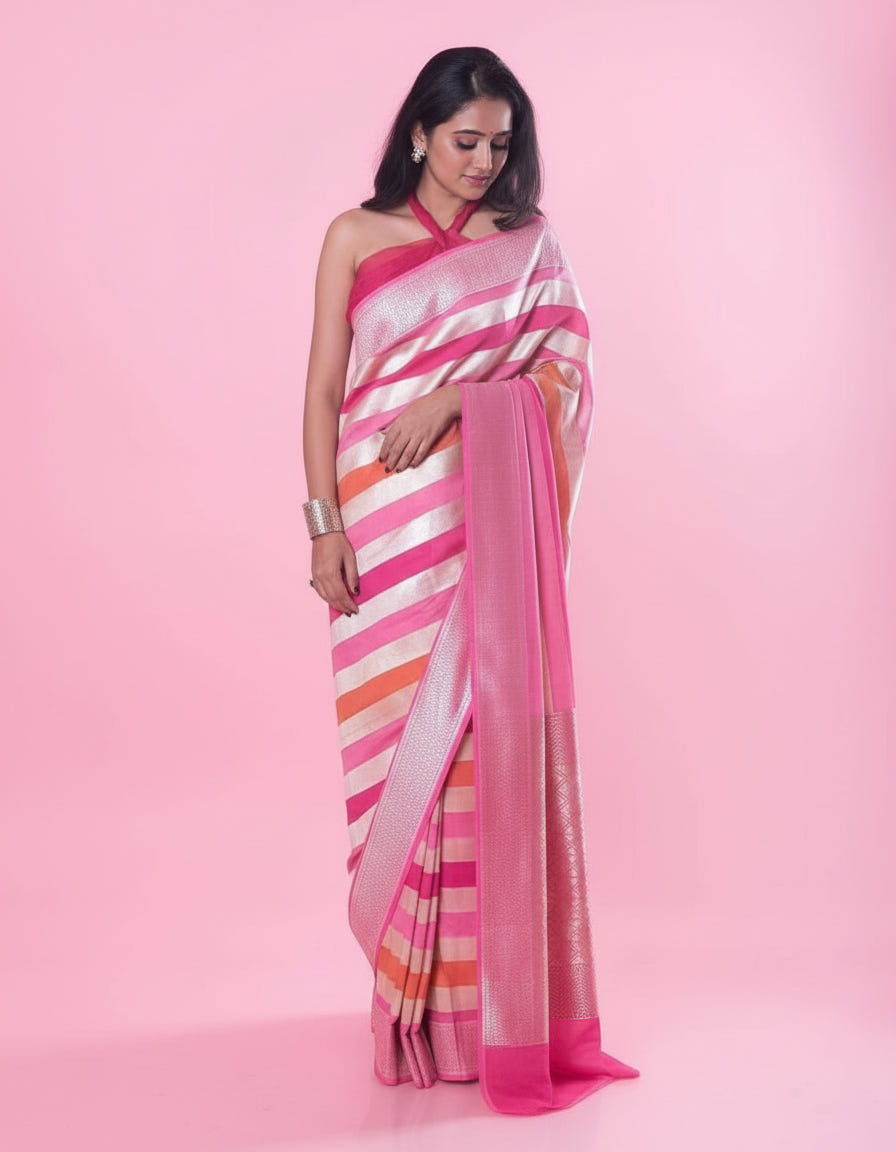 Rani Traditional Kanchipuram Silk Saree with Woven Border Classic Pallu