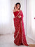 Red Designer Crunchy Silk Embroidered Saree with Lace Border Blouse