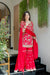 Red Designer Faux Georgette Palazzo Suit and Dupatta For Party Wear