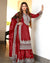 Red Designer Faux Georgette Top Gharara & Dupatta For Party Wear