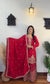 Red Designer Pure Chinon Silk Plazzo Top and Dupatta For Party Wear