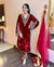 Red Designer Viscose Velvet Plazzo Top and Dupatta For Party Wear