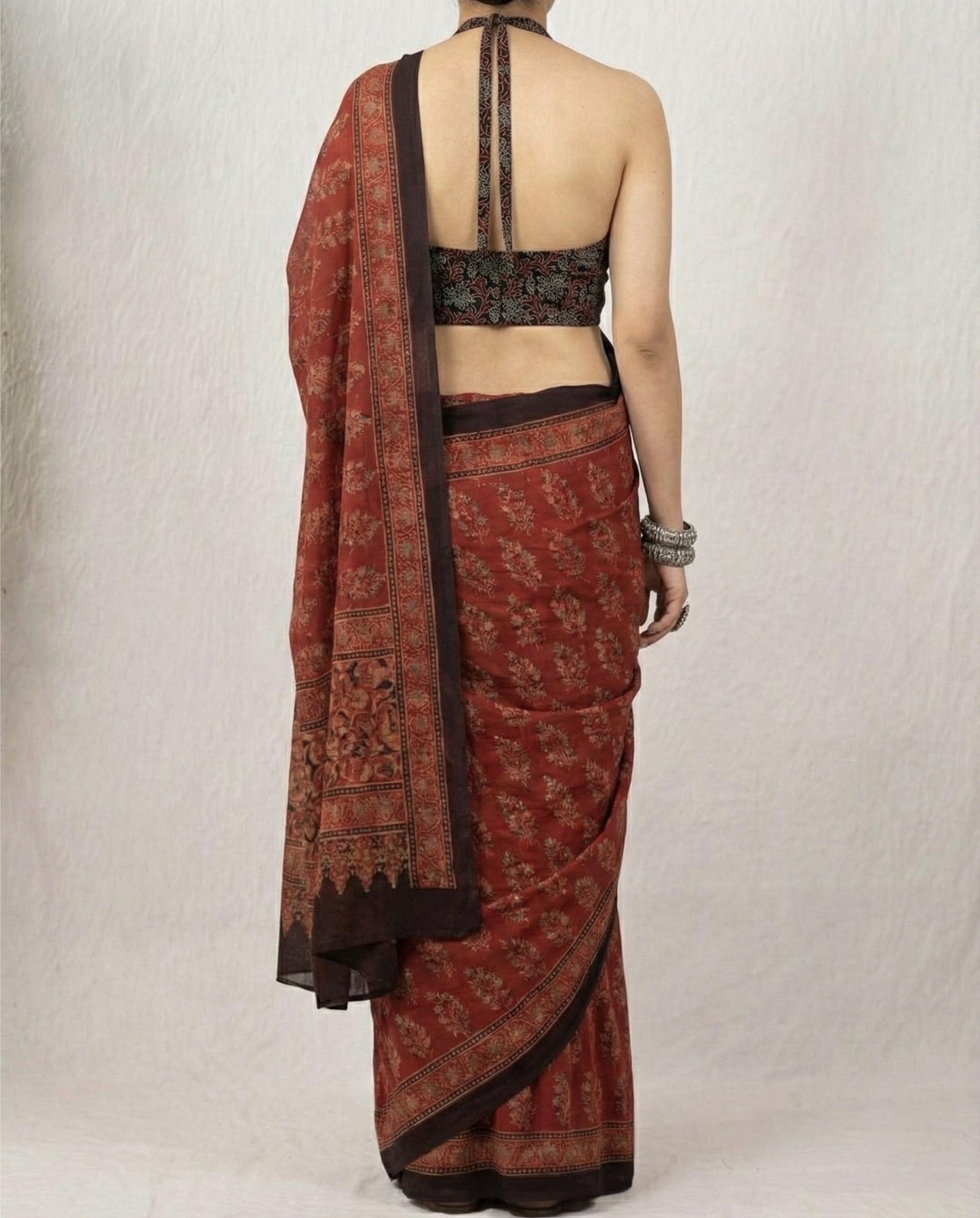 Red Floral Soft Mulmul Cotton Digital Print Saree with Banglori Blouse