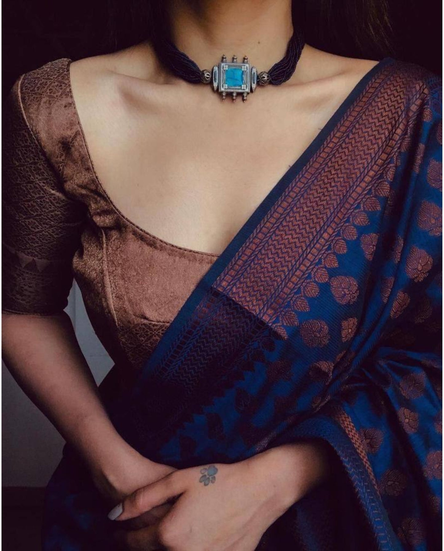Royal Blue Kanchipuram Silk Saree with Rich Zari Weaving Border