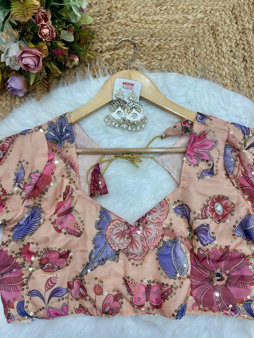 Sand Celebrity Tebi Silk Digital Print Saree with Embroidery Sequins Lace Border