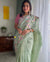 Sea Green Gold Crush Silk Saree with Embroidery Border Banglori Blouse