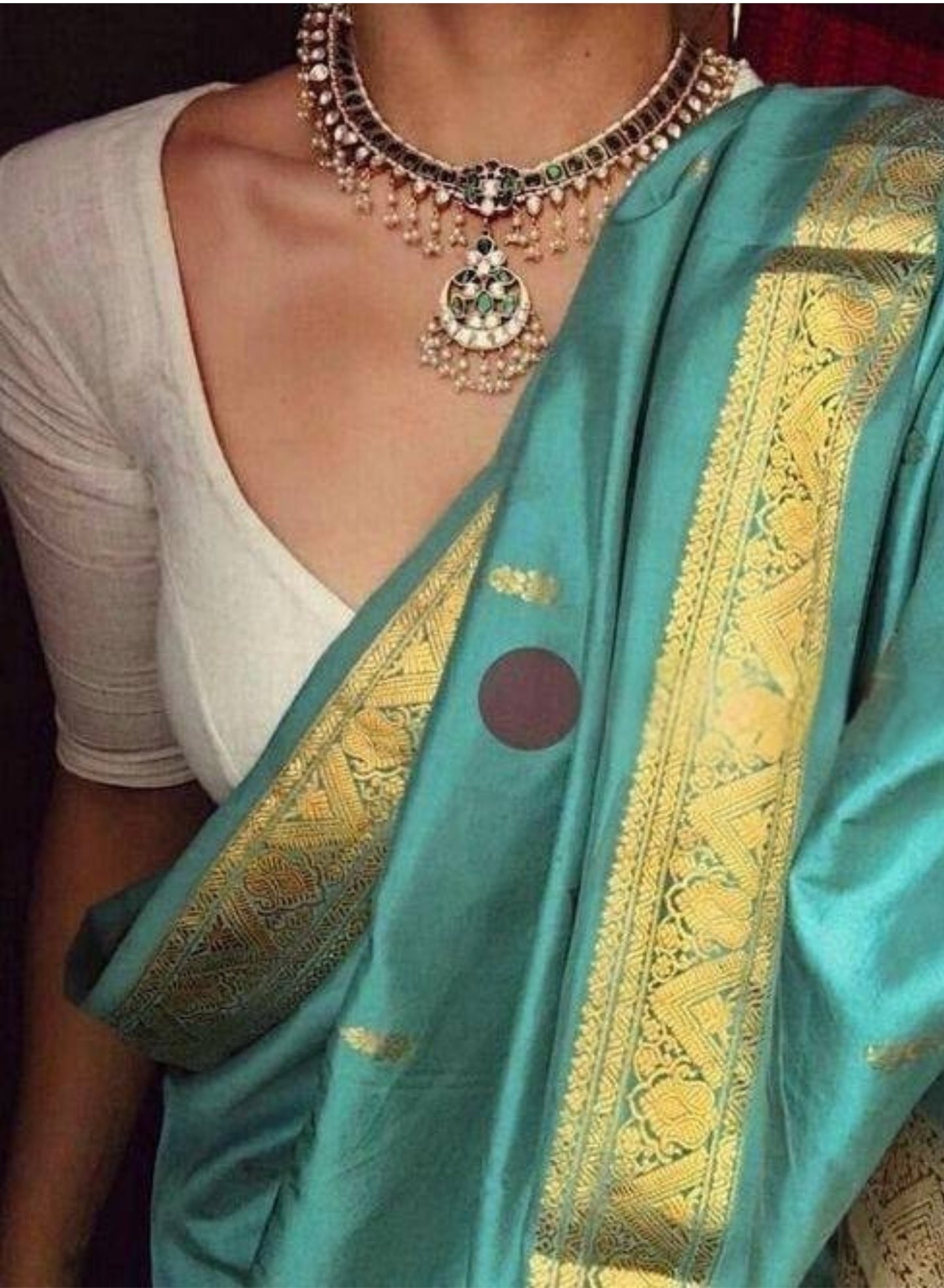 Sea Green Kanchipuram Silk Saree with Rich Zari Weaving Border