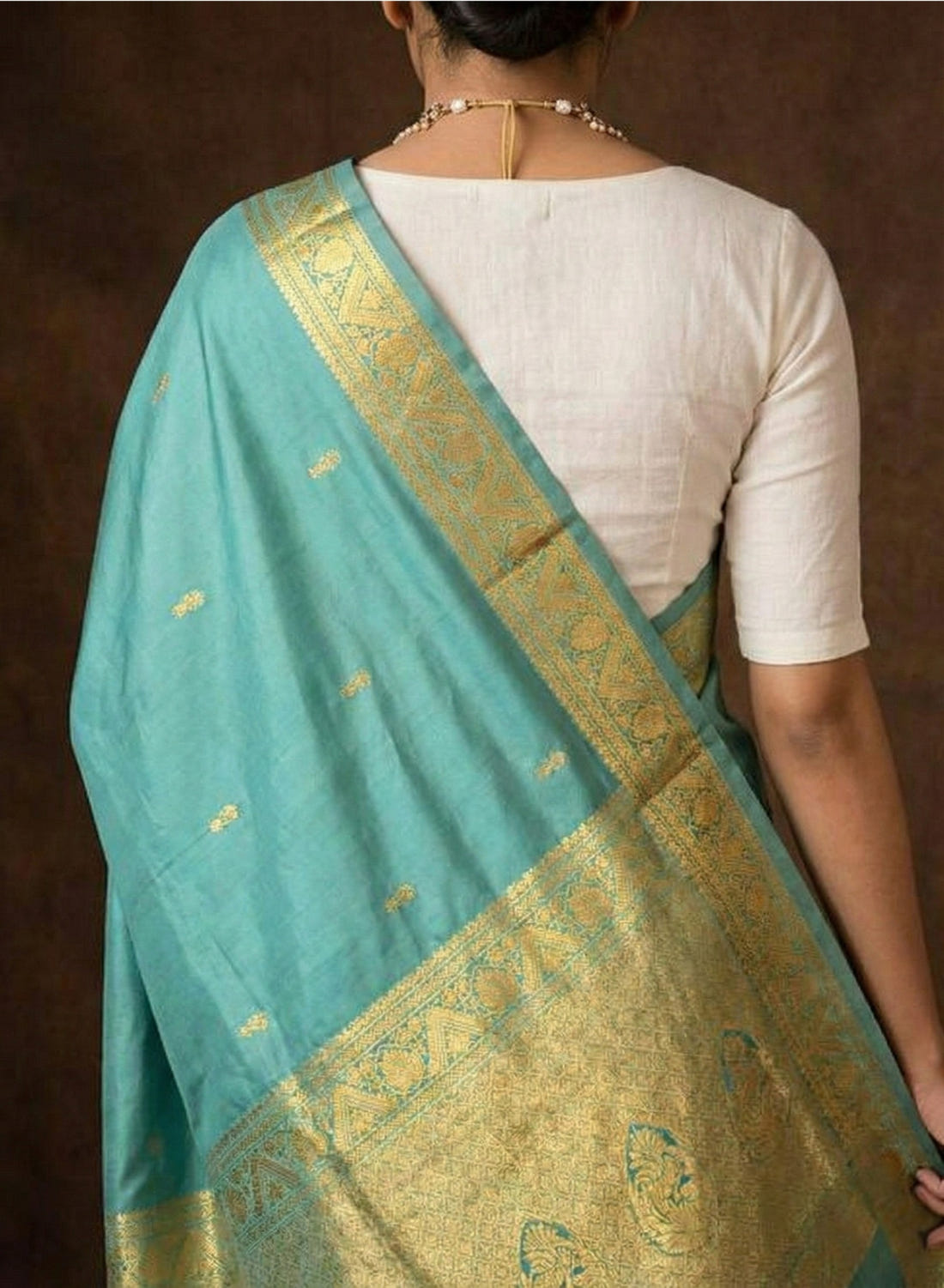 Sea Green Kanchipuram Silk Saree with Rich Zari Weaving Border