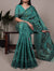 Sea Green Soft Poly Cotton Printed Saree with Thread Weaving
