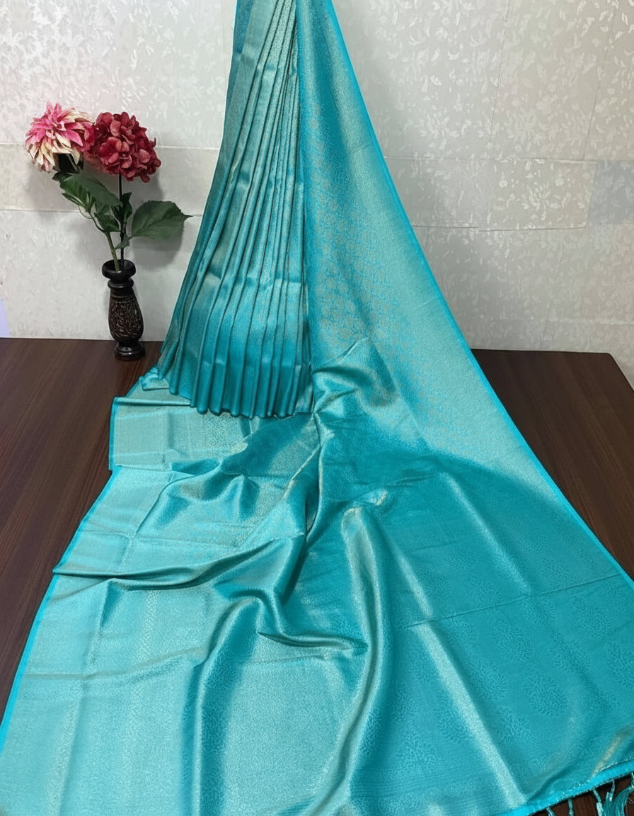 Sea Green Traditional Kanchipuram Pure Jari Weaving Saree