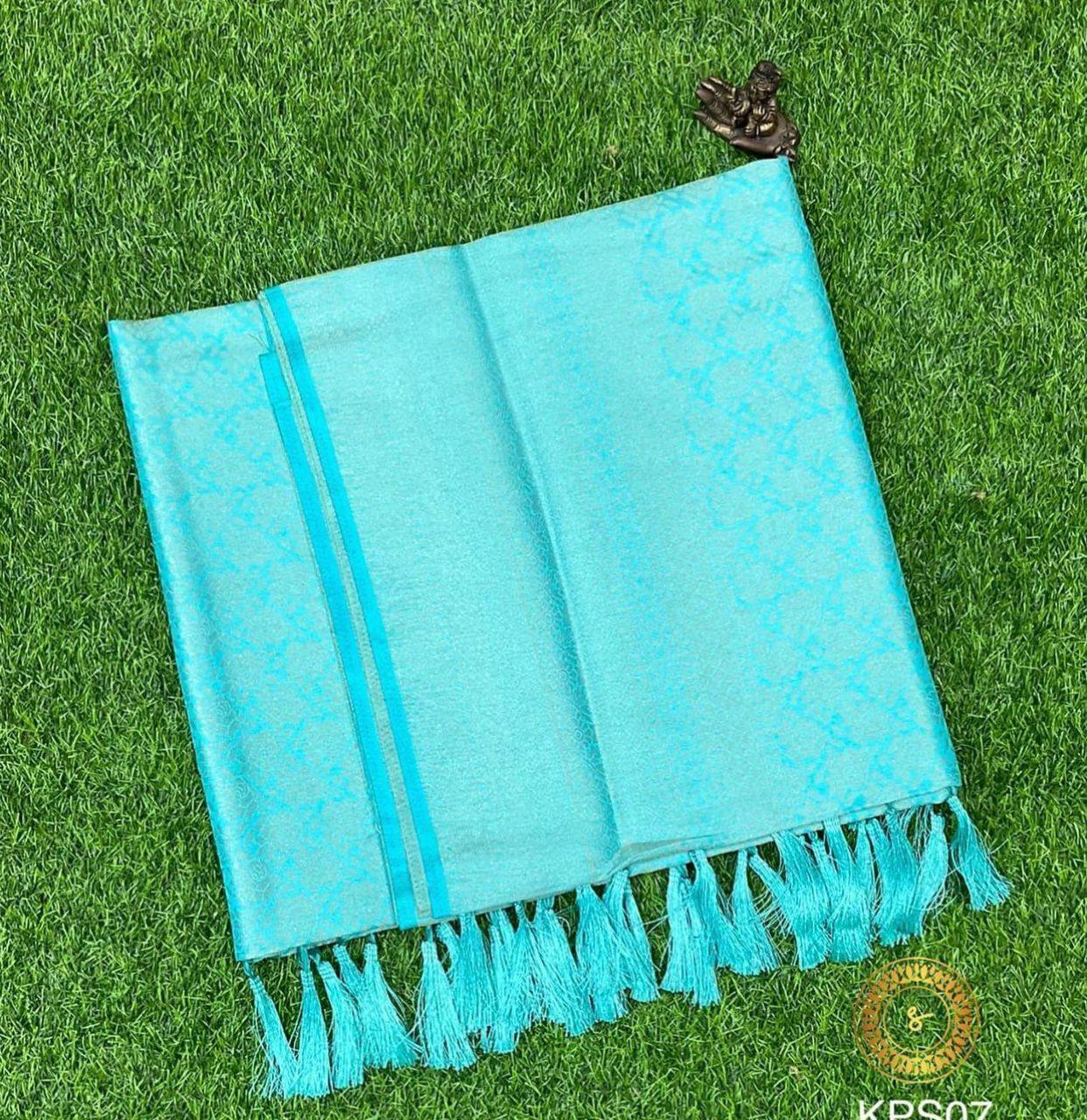 Sea Green Traditional Kanchipuram Pure Jari Weaving Saree