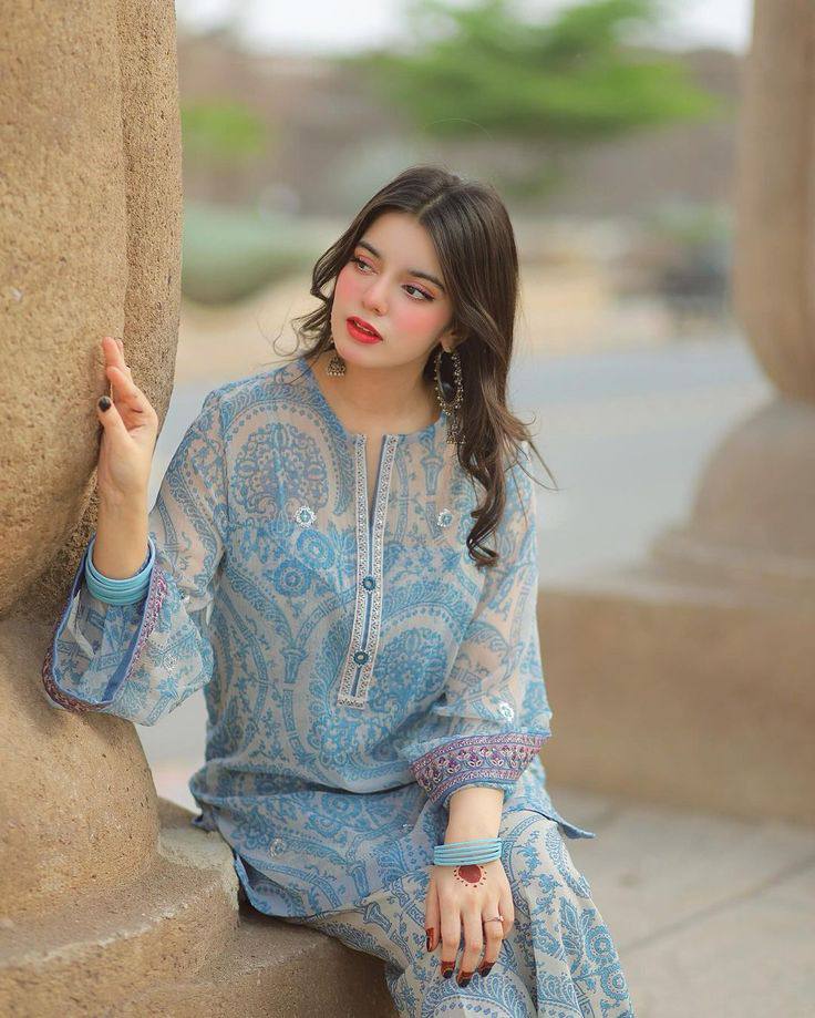 Sky Blue Designer Chiffon Georgette Farshi Palazzo with Top and Dupatta