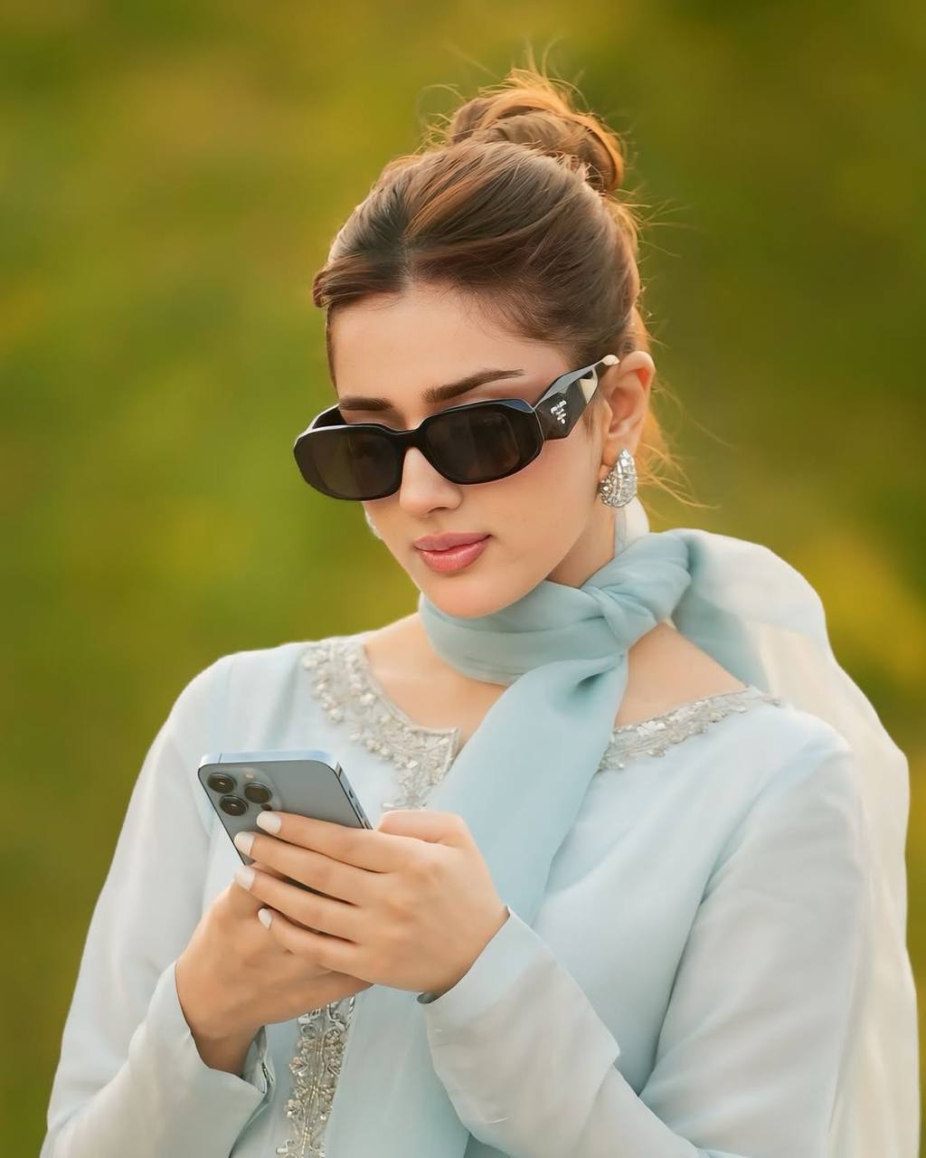 Sky Blue Designer Faux Georgette Embroidery Sharara Suit and Dupatta