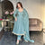 Sky Blue Designer Georgette Gown with Dupatta and Pant For Party Wear