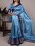 Sky Blue Rumali Silk Saree with Elegant Zari Weaving Matching Blouse