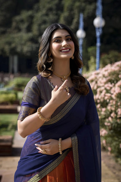 Kanchipuram Lehenga Choli with Ethnic Dupatta for Women Wedding Festival