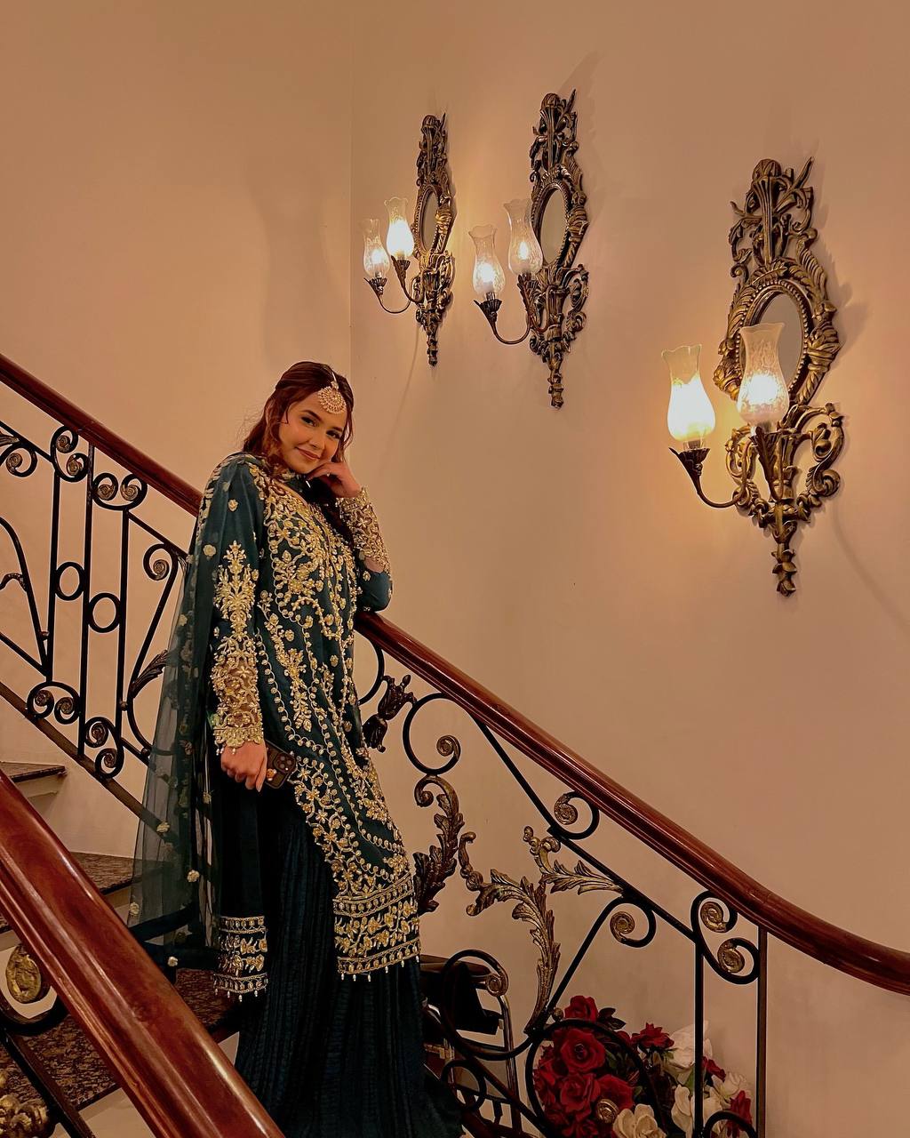 Teal Blue Designer Faux Georgette Khajuri Plazzo Long Top and Dupatta