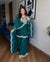 Teal Green Designer Pure Chinnon Silk Dori Palazzo Top and Dupatta