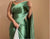 Teal Green Satin Saree with Moti Lace Border and Matching Blouse