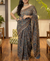 Tealish Blue Mulmul Cotton Digital Print Saree with Banglori Blouse